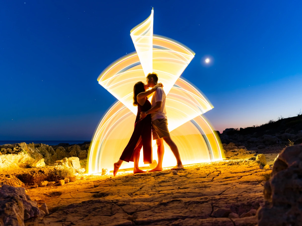 ritratti romantici light painting puglia