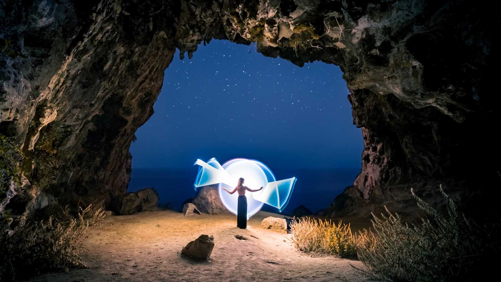 light-painting Grotte Gagliano del Capo