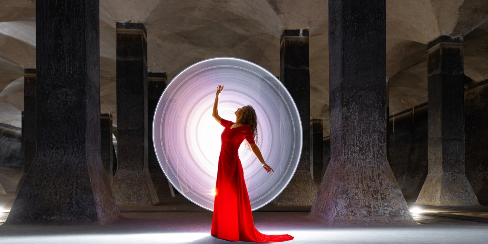 light-painting photography in Brno Water Tanks