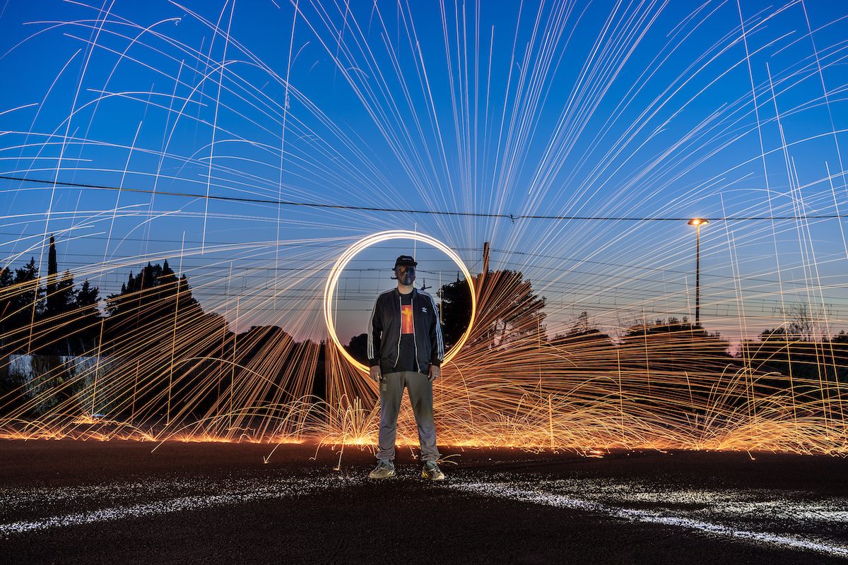 light-painting steel wool