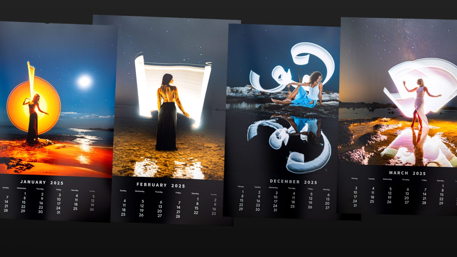 light-painting photography calendar