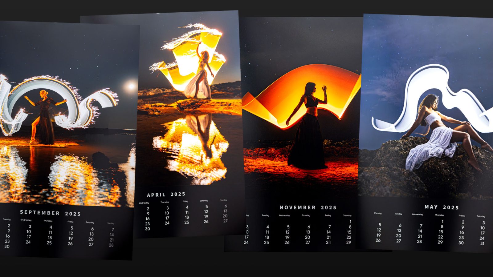 light-painting photography calendar